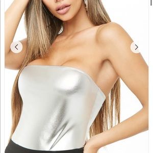 Closet Closing! Silver Metallic Tube Bodysuit